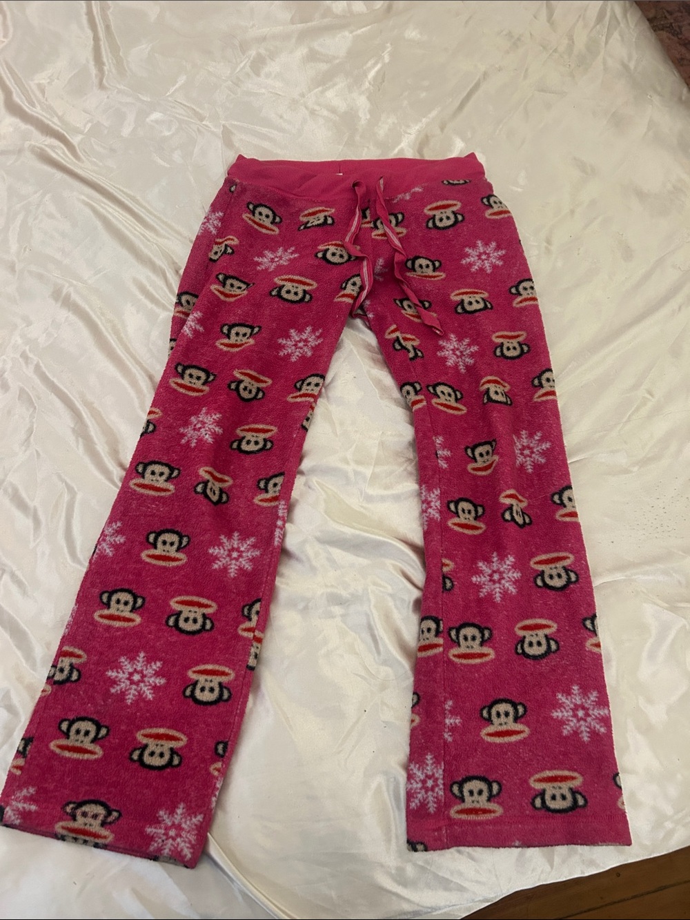 Girls' Pink Monkey Print Fleece Pajama Pants